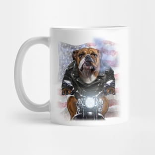 Usa America Patriot Bulldog Ride Motorcycle Dog Mug